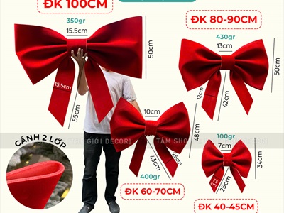 [Order 3 - 4 ngày] Nơ đỏ Bitis phun nhung 2 cánh - 2 lớp [Đứng form - Nhiều cỡ] PK-NO-08